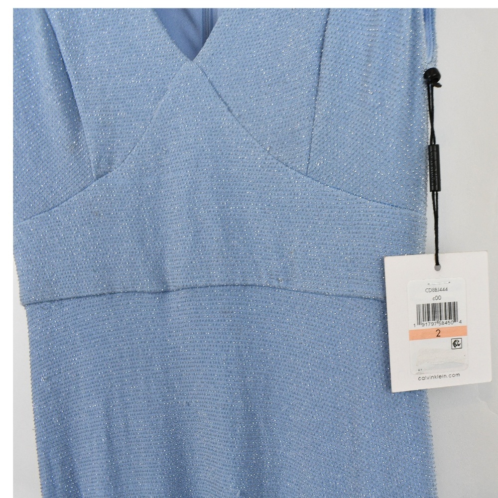 Calvin Klein Light Blue Metallic Cutout Gown - Picture 5 of 8
